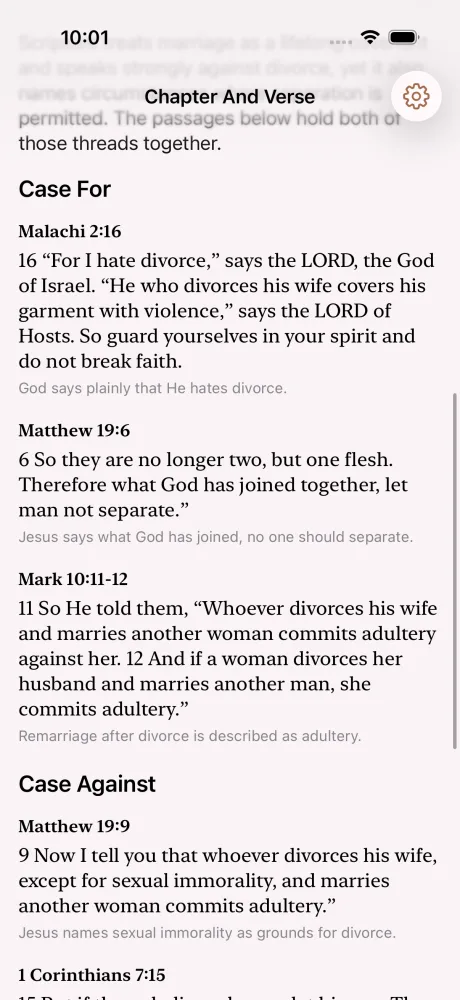 The case against the same opinion, with its own verses and a note of how many references were checked.