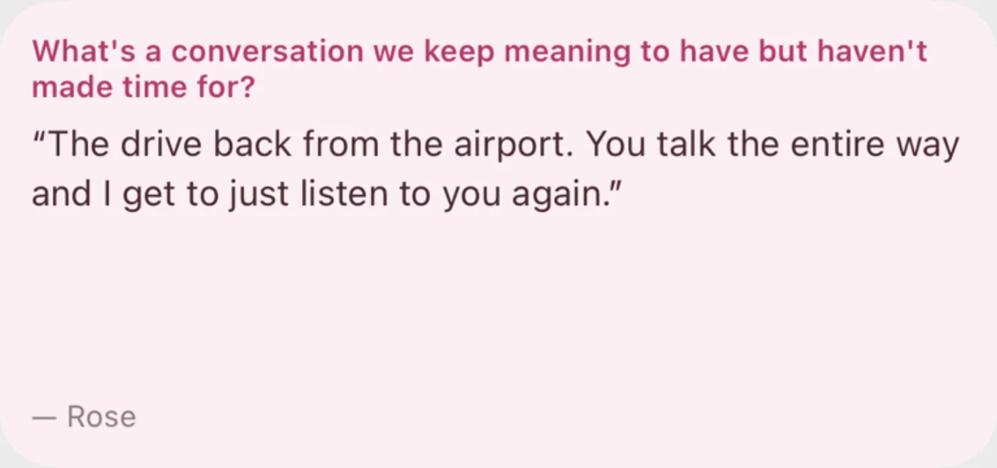 A home-screen widget showing a partner's latest answer.